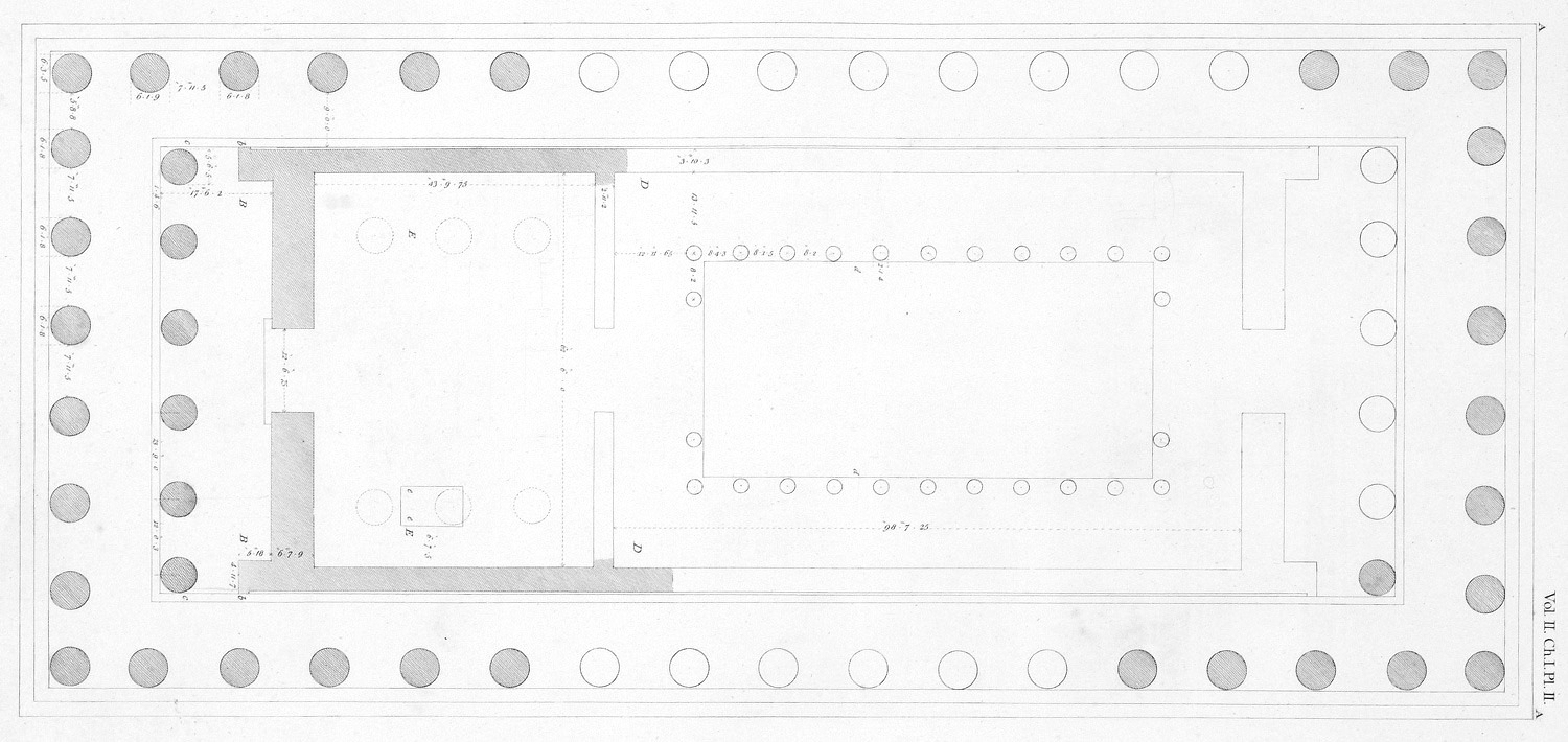The plan of the Parthenon, measured drawing, Stuart and Revett, 1787